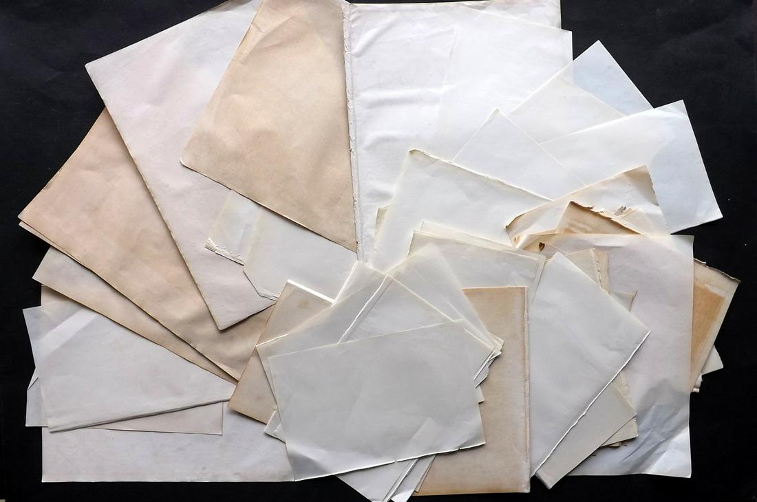 Old Paper, Bookbinding 19th Cent. Lot of 55 Sheets (1 of 2)