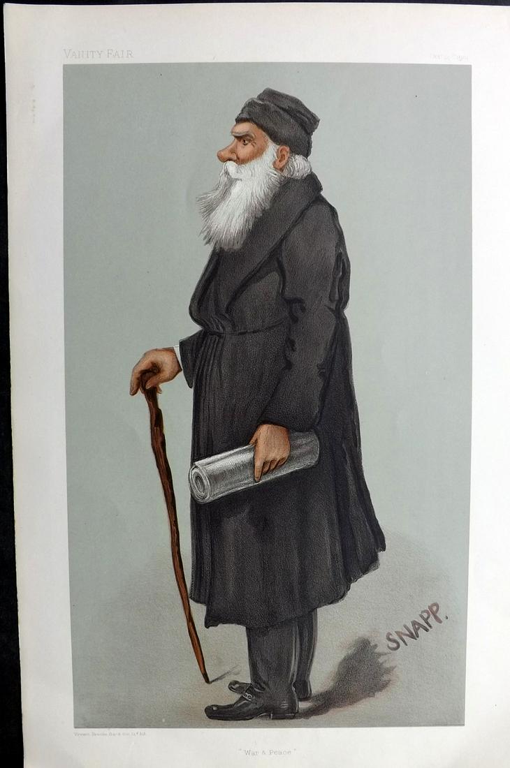 Vanity Fair Print 1901 Leo Tolstoy, Literary Russia: Chromolithograph Published 1869-1914, London for "Vanity Fair" Paper Size: 15 x 10 inch (38 x 25cm) Good Condition