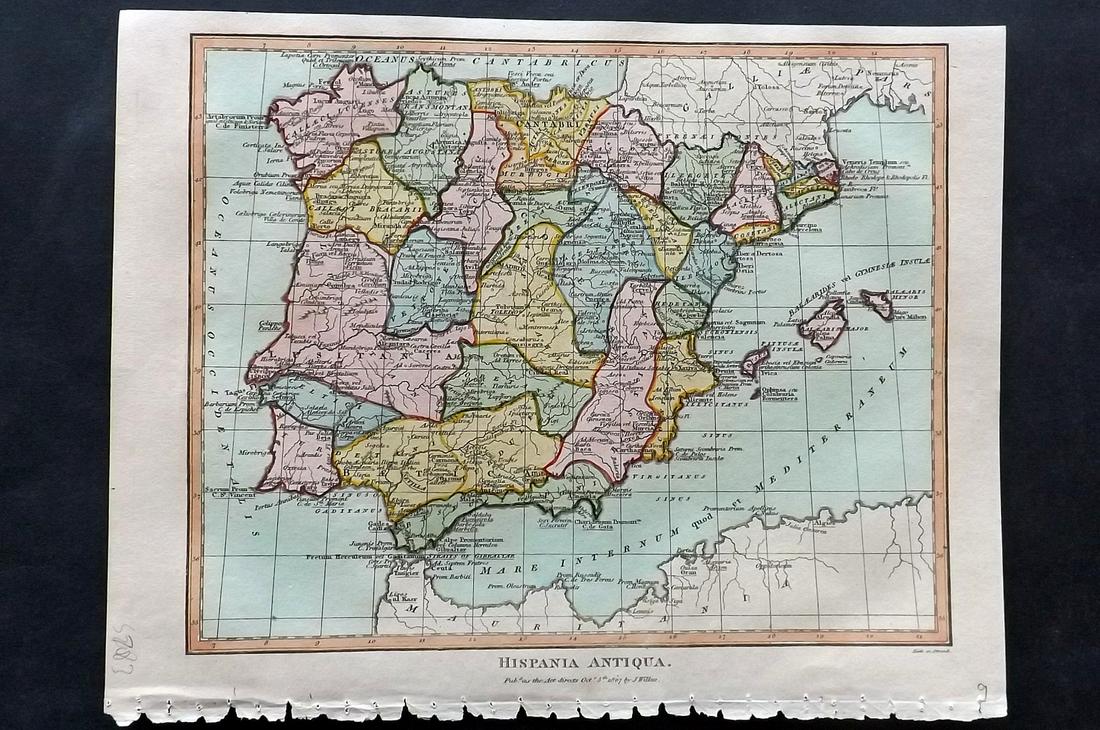 Wilkes, John 1807 Hand Col Map. Ancient Spain (1 of 2)