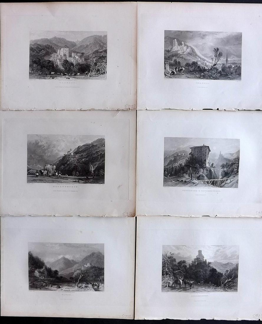 Allom, Thomas 1836 Lot 6 Steel Engravings Tyrol Austria (1 of 2)