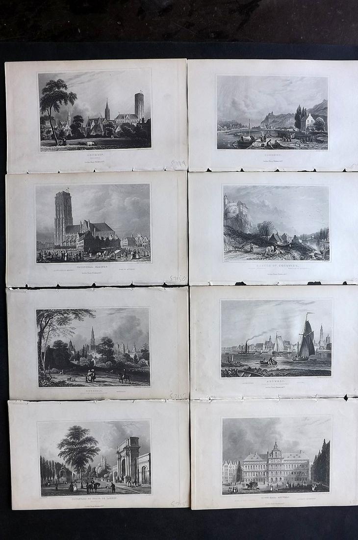 Black (Pub) 1840 Lot of 8 Steel Engraved Views. Belgium: Steel Engraving Published 1840 by Black and Armstrong, London for "The Continental Tourist and Pictorial Companion" Paper Size: 9.5 x 6 inch (24 x 15cm) Good Condition