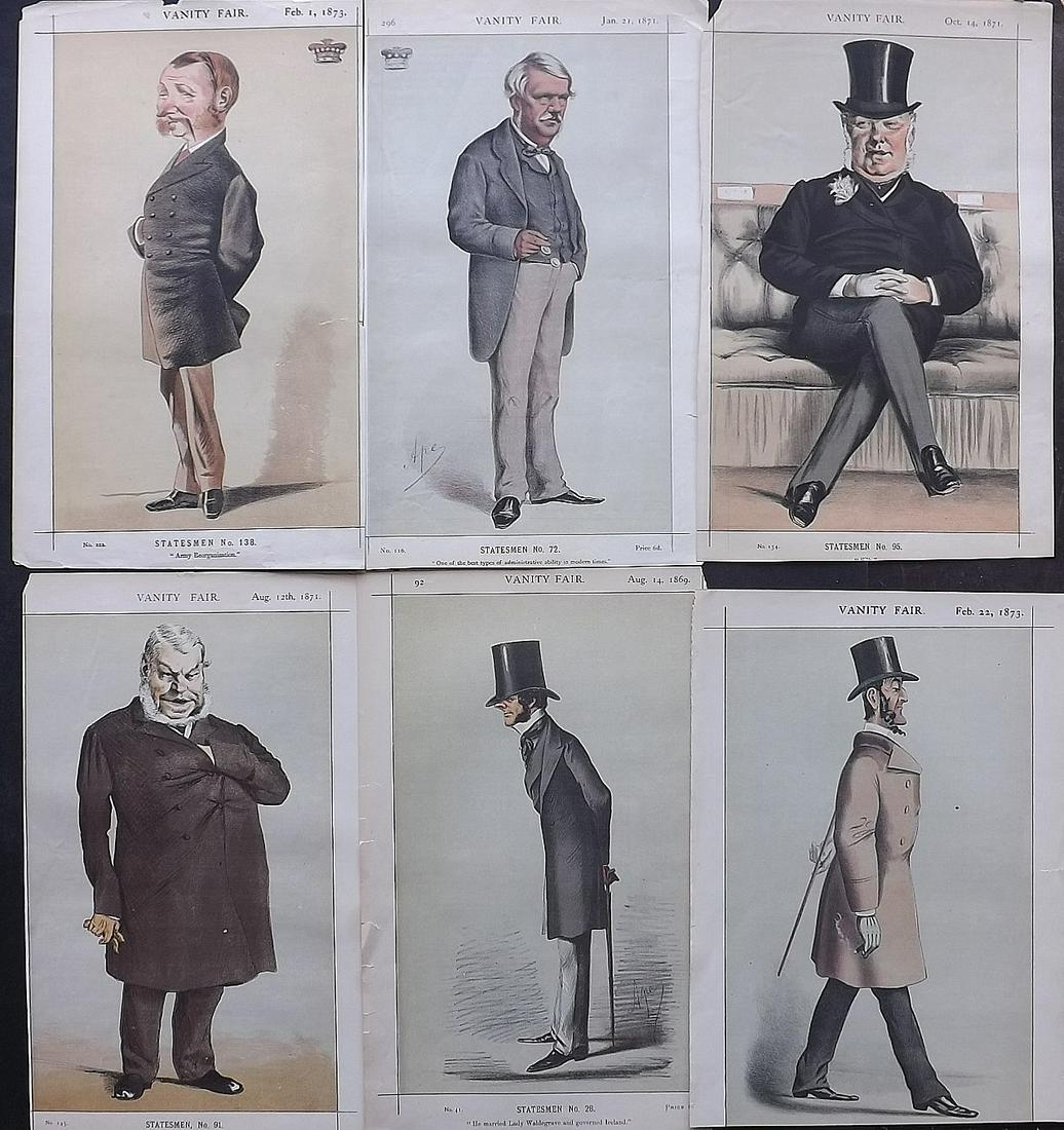 Vanity Fair Prints 1869-73 Lot of 6 Spy etc Cartoons (1 of 2)