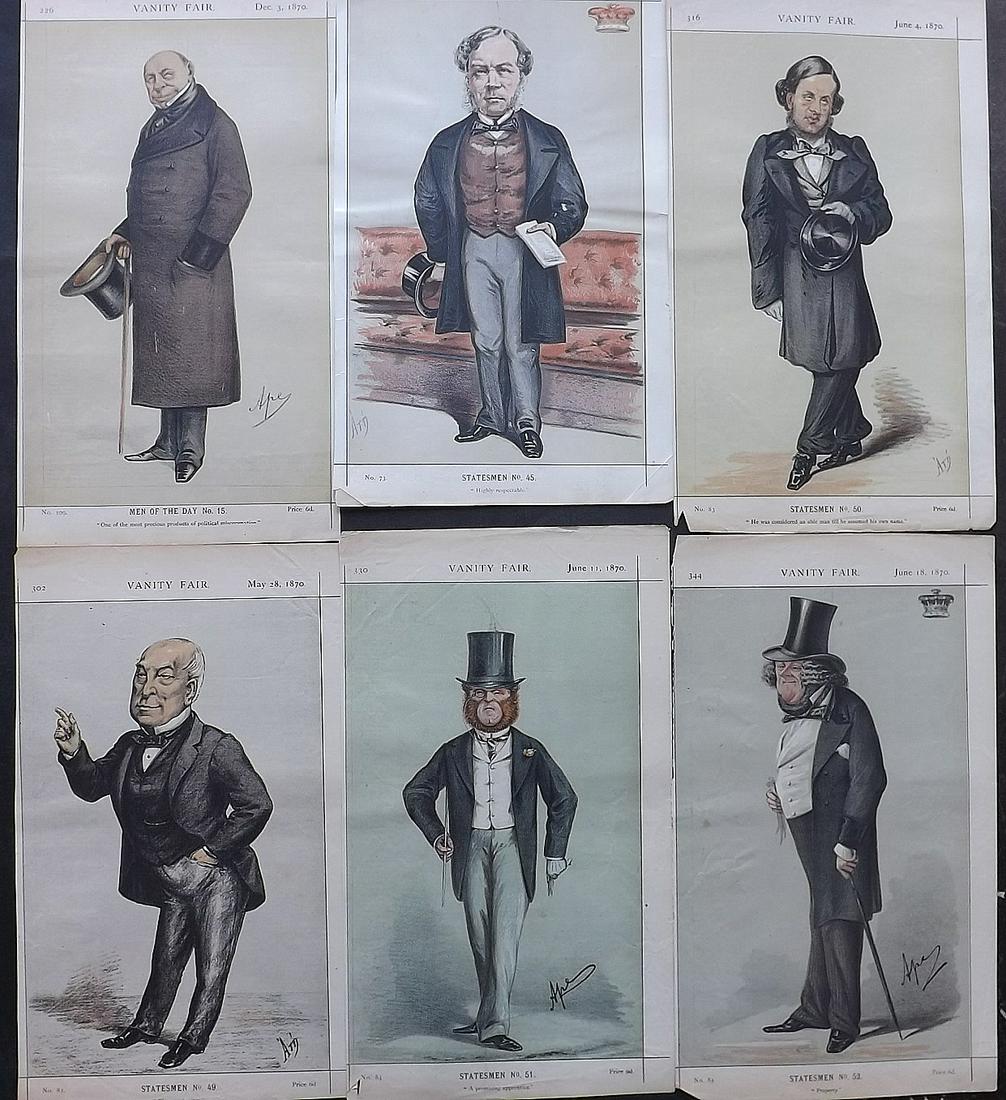 Vanity Fair Prints 1870 Lot of 6 Spy etc Cartoons (1 of 2)