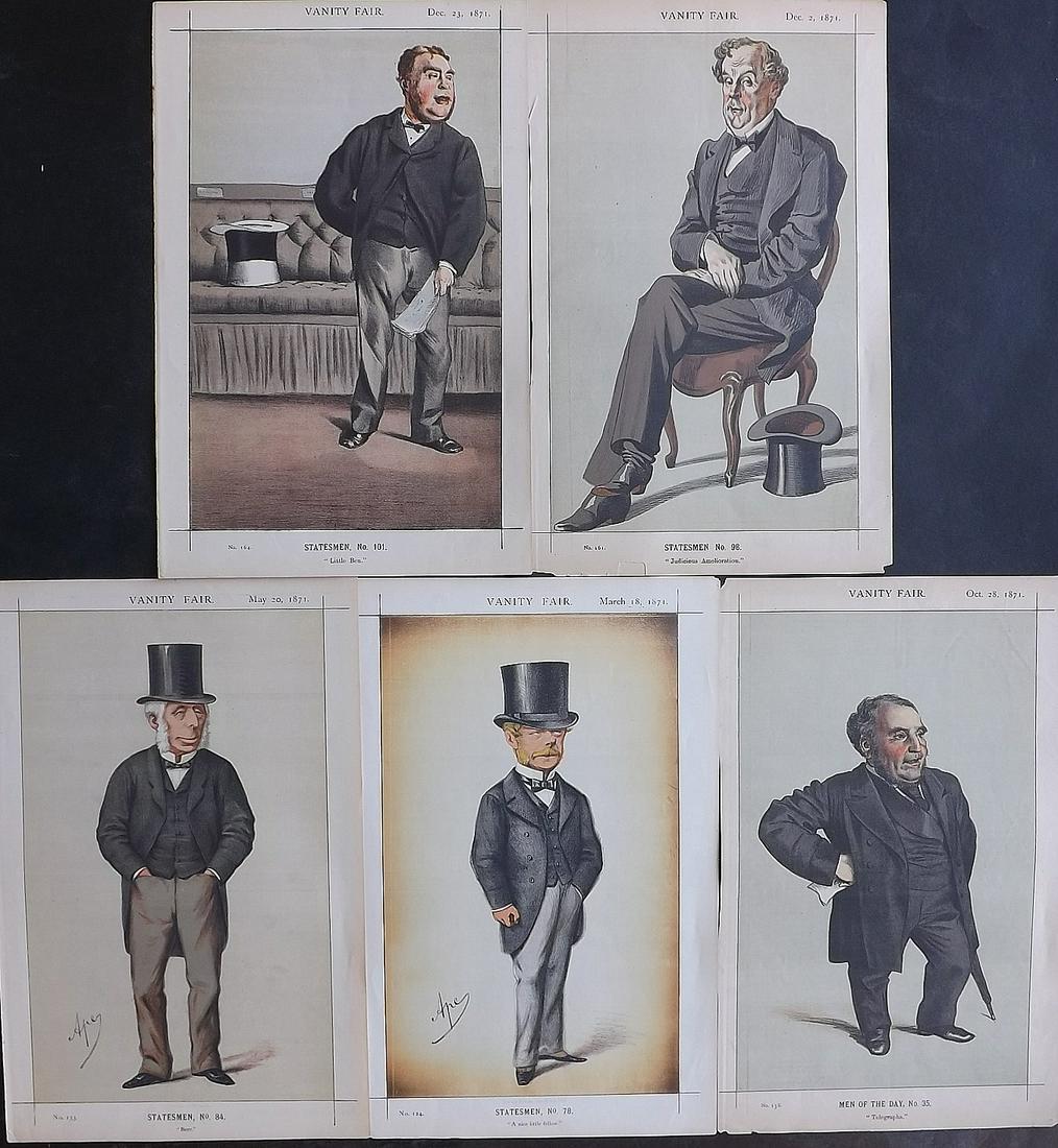 Vanity Fair Prints 1871 Lot of 5 Spy etc Cartoons (1 of 2)