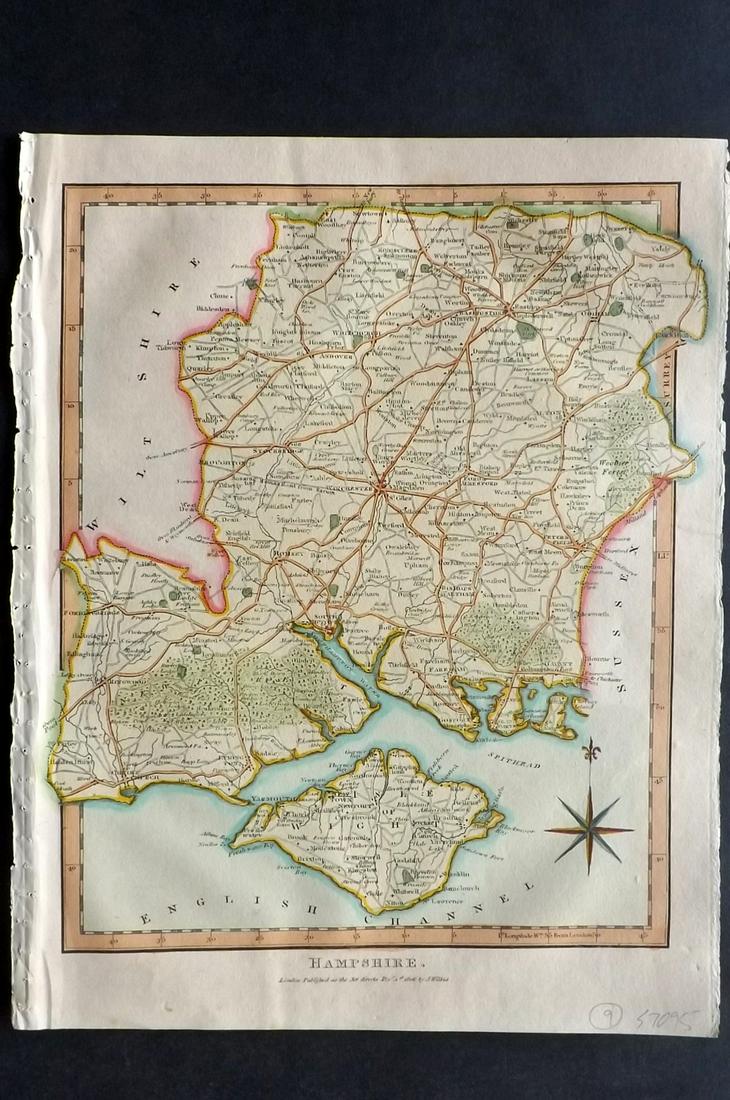 Wilkes, John 1807 Hand Col Map. Hampshire (1 of 2)