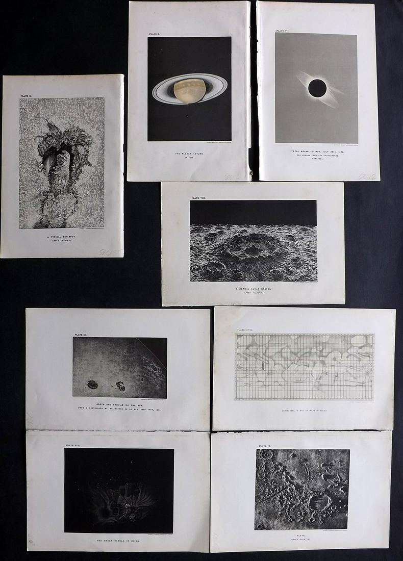 Ball, Robert 1908 Lot of 8 Astronomy Prints. Celestial: Lithographs Published 1908, London for "The Story of the Heavens" by Sir Robert Stawell Ball. Paper Size: 9 x 6 inch (23 x 15cm) Good condition