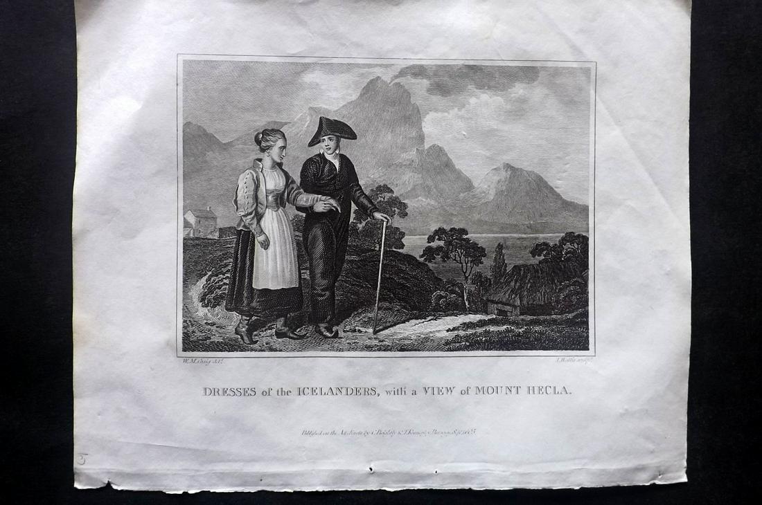 Blomfield, E. 1807 Print. Iceland Dress, Mount Hecla (1 of 2)