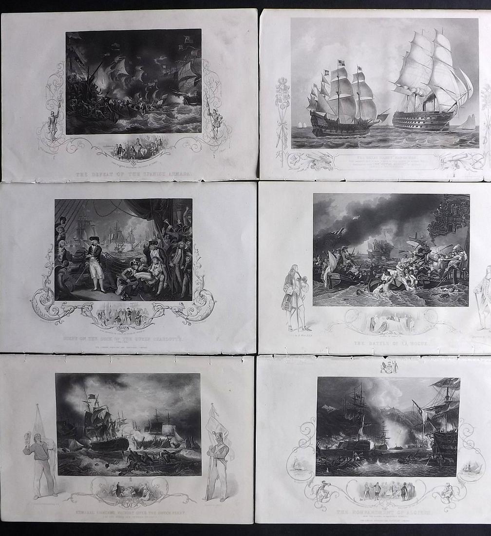 Williams, Lieut 1857 Lot of 6 Naval Prints. Ships etc (1 of 2)