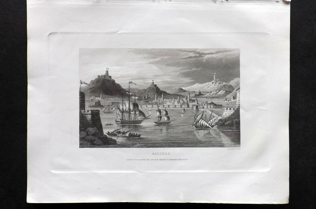 Barclay, James C1835 Print. View of Algiers, Ships: Steel Engraving Published C1835 by Thomas Kelly, London for "A New and Universal English Dictionary" by the Rev. James Barclay. Paper Size: 10.5 x 8 inch (27 x 21cm) Good Condition