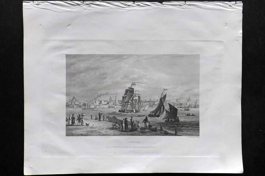 Barclay, James C1835 Print. View of Liverpool, Ships: Steel Engraving Published C1835 by Thomas Kelly, London for "A New and Universal English Dictionary" by the Rev. James Barclay. Paper Size: 10.5 x 8 inch (27 x 21cm) Good Condition