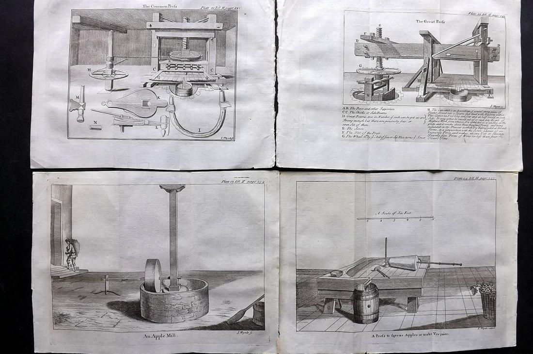 Pluche, Noel 1739 Lot of 4 Cider, Apple Press Prints (1 of 2)