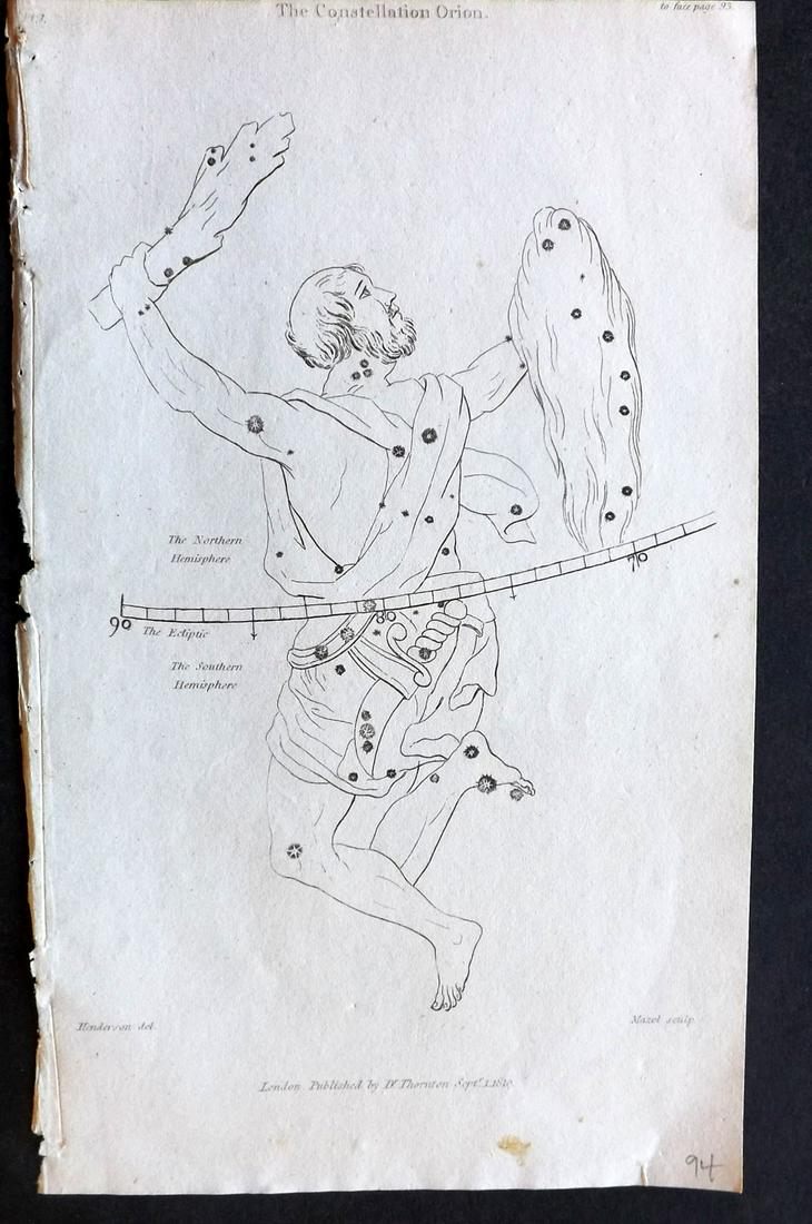 Thornton, Robert 1812 Astronomy Celestial Print. Orion (1 of 2)