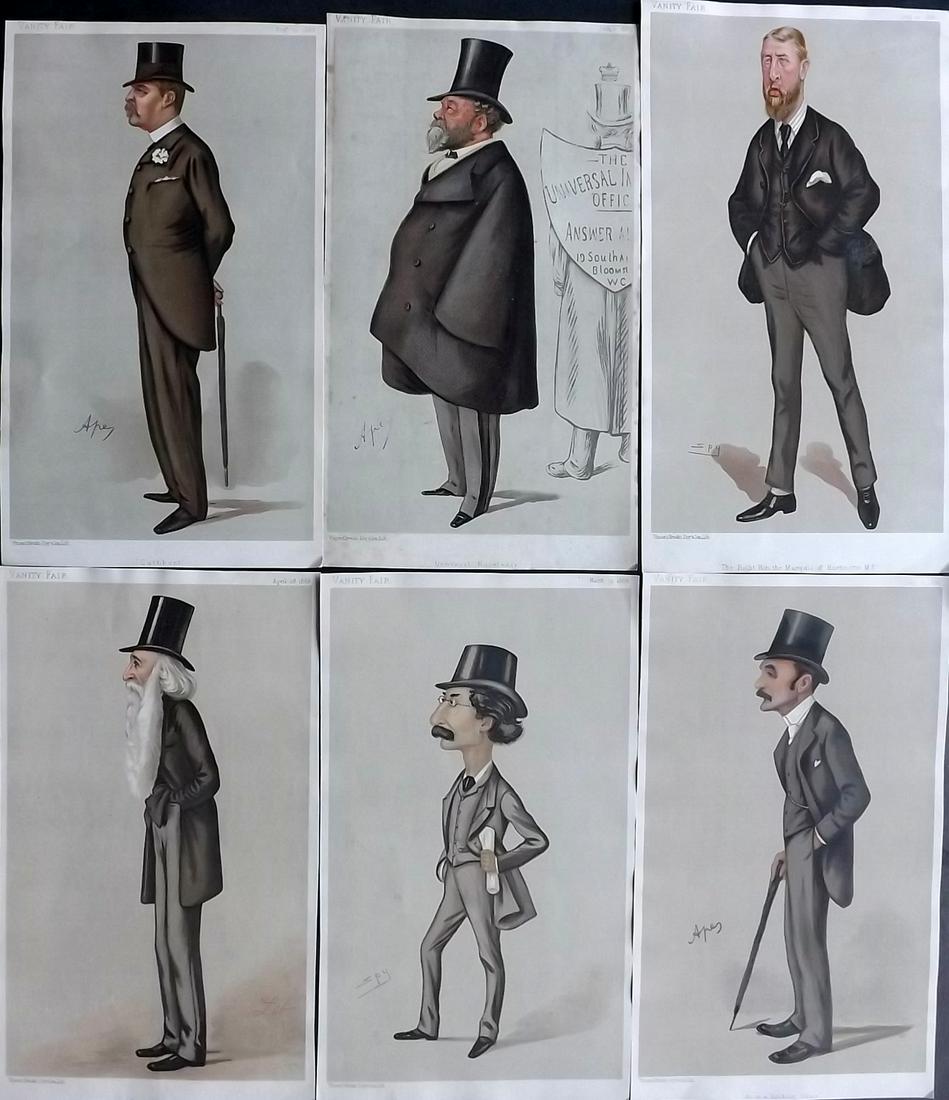 Vanity Fair Prints 1887-88 Lot of 6 Spy etc Cartoons (1 of 2)