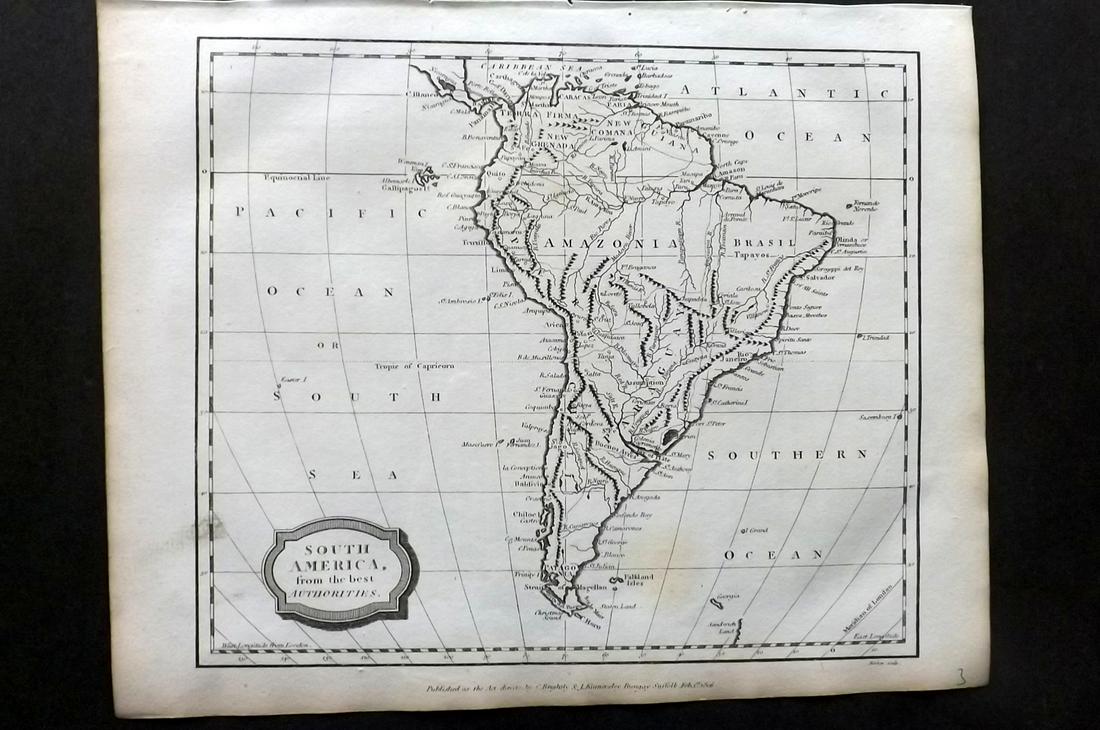 Barlow 1807 Antique Map. South America (1 of 2)