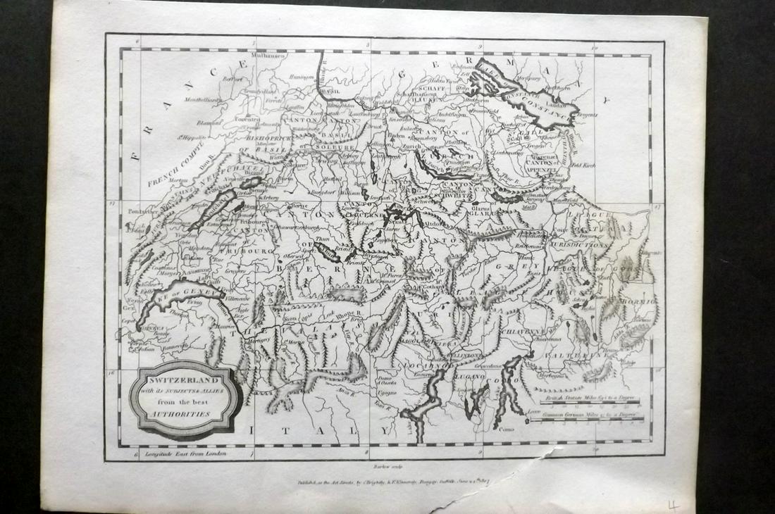 Barlow 1807 Antique Map. Switzerland (1 of 2)