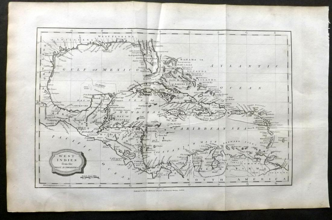 Barlow 1807 Antique Map. West Indies Caribbean (1 of 2)