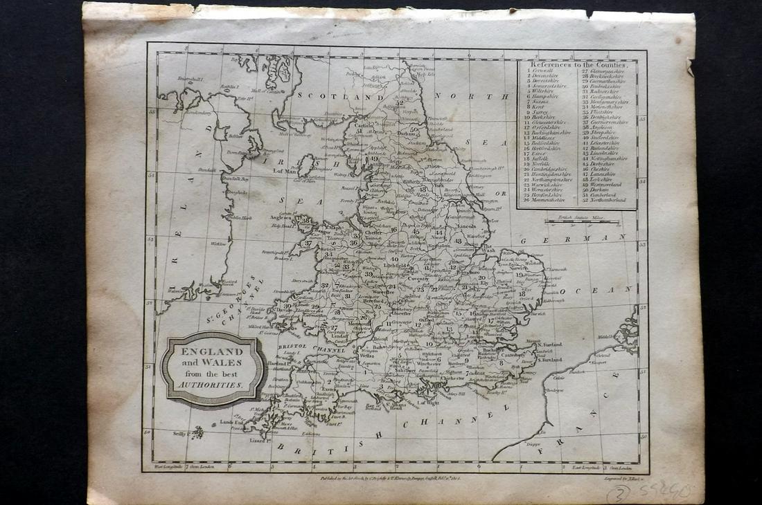 Barlow 1807 Antique Map. England and Wales (1 of 2)