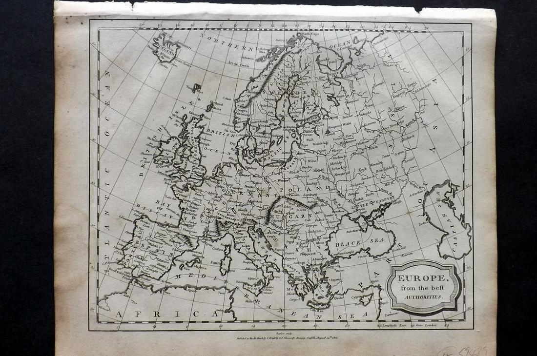 Barlow 1807 Antique Map. Europe (1 of 2)