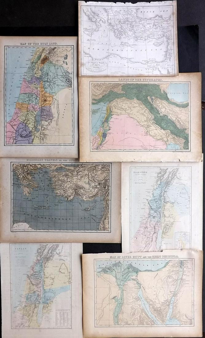 Holy Land 19th Cent. Lot of 7 Antique Maps (1 of 2)