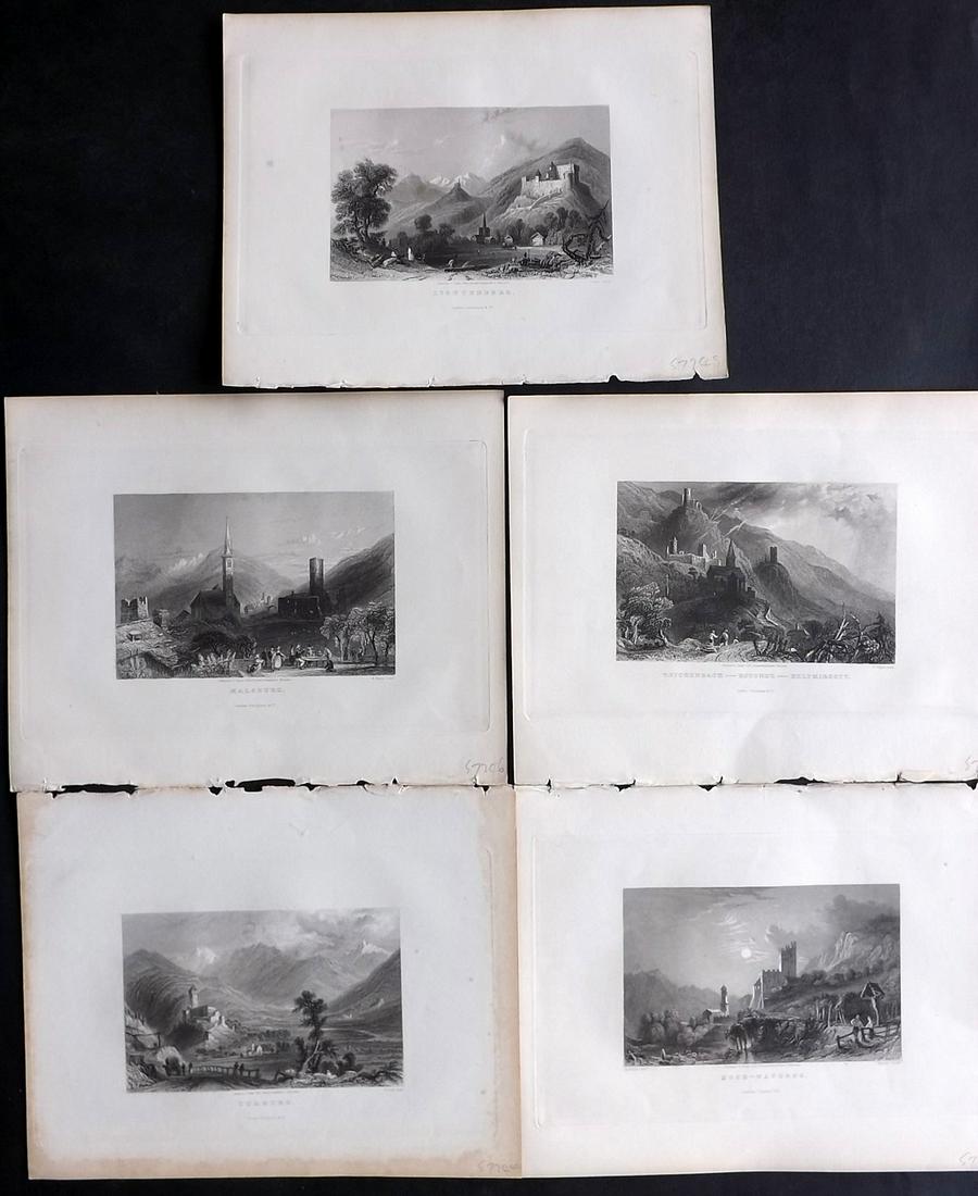 Allom, Thomas 1836 Lot of 5 Steel Engravings. Tyrol (1 of 2)