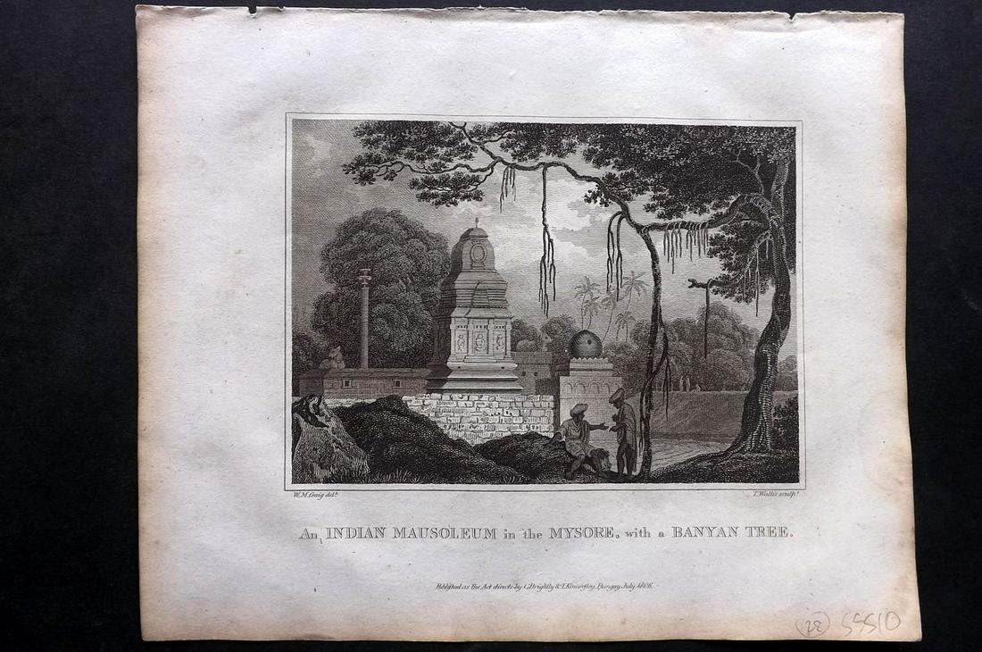 Blomfield, E. 1807 Print. Indian Mausoleum Mysore India (1 of 2)