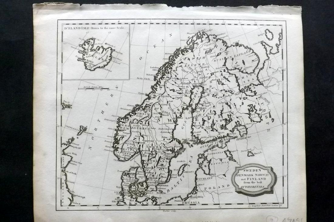 Barlow 1807 Antique Map. Sweden Denmark Norway (1 of 2)