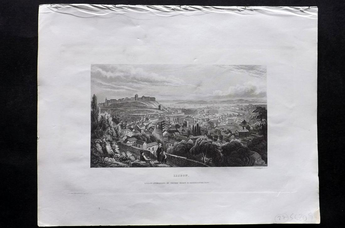 Barclay, James C1835 Print. Lisbon, Portugal: Steel Engraving Published C1835 by Thomas Kelly, London for "A New and Universal English Dictionary" by the Rev. James Barclay. Paper Size: 10.5 x 8 inch (27 x 21cm) Some margin toning, otherwise Good