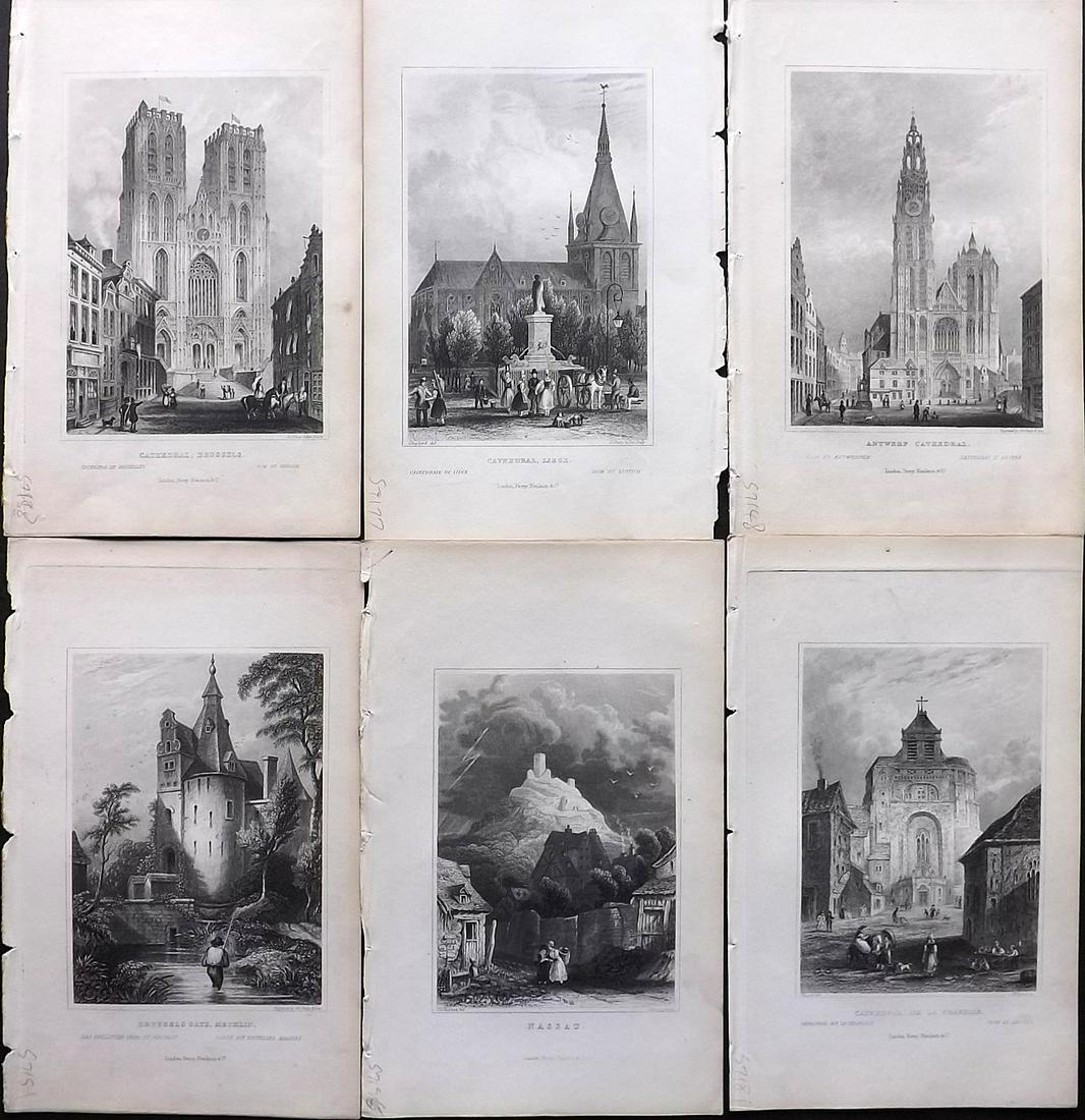 Black (Pub) 1840 Lot of 6 Steel Engraved Views. Belgium (1 of 2)