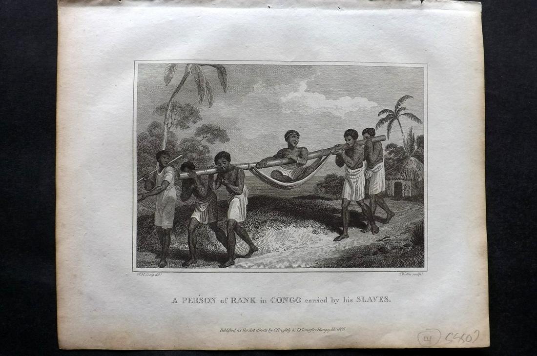 Blomfield, E. 1807 Print. Person of Rank & Slaves Congo (1 of 2)