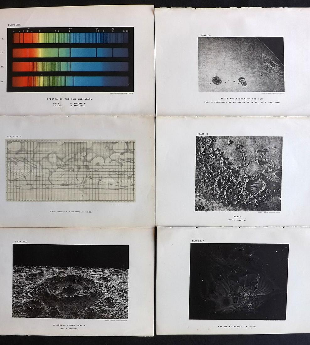 Ball, Robert 1905 Lot of 6 Astronomy Prints. Celestial: Lithographs Published 1905, London for "The Story of the Heavens" by Sir Robert Stawell Ball. Paper Size: 9 x 6 inch (23 x 15cm) Good condition