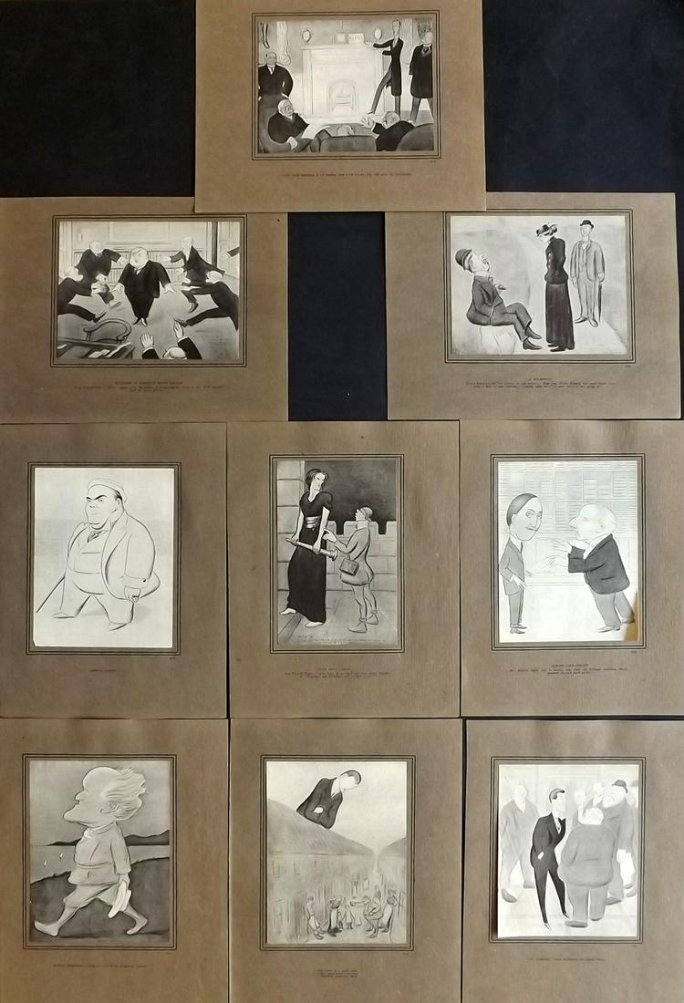 Beerbohm, Max 1914 Lot of 9 Caricatures (1 of 2)