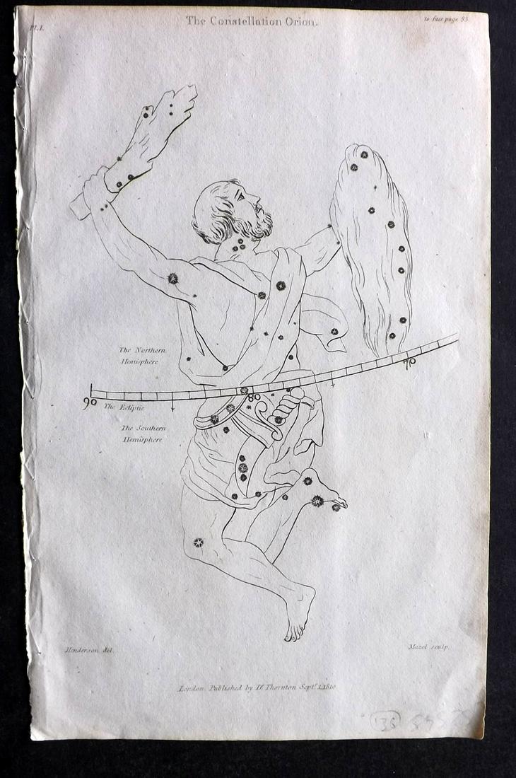 Thornton, Robert 1812 Astronomy Celestial Print. Orion (1 of 2)