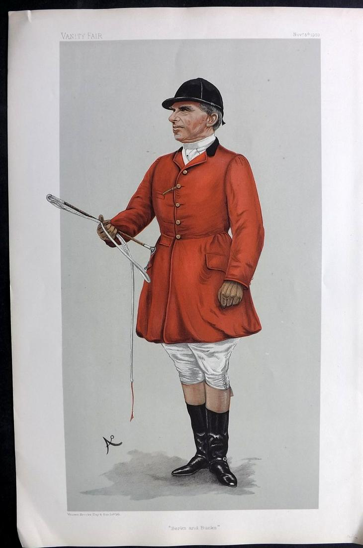 Vanity Fair Print 1903 Robert Rodney Wilmot, Foxhunter: Chromolithograph Published 1869-1914, London for "Vanity Fair" Paper Size: 15 x 10 inch (38 x 25cm) Approx. Good Condition