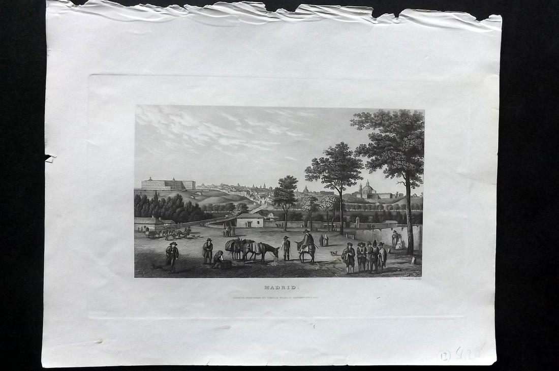 Barclay, James C1835 Antique Print. Madrid, Spain: Steel Engraving Published C1835 by Thomas Kelly, London for "A New and Universal English Dictionary" by the Rev. James Barclay. Paper Size: 10.5 x 8 inch (27 x 21cm) Very minor stain at bottom. Good C