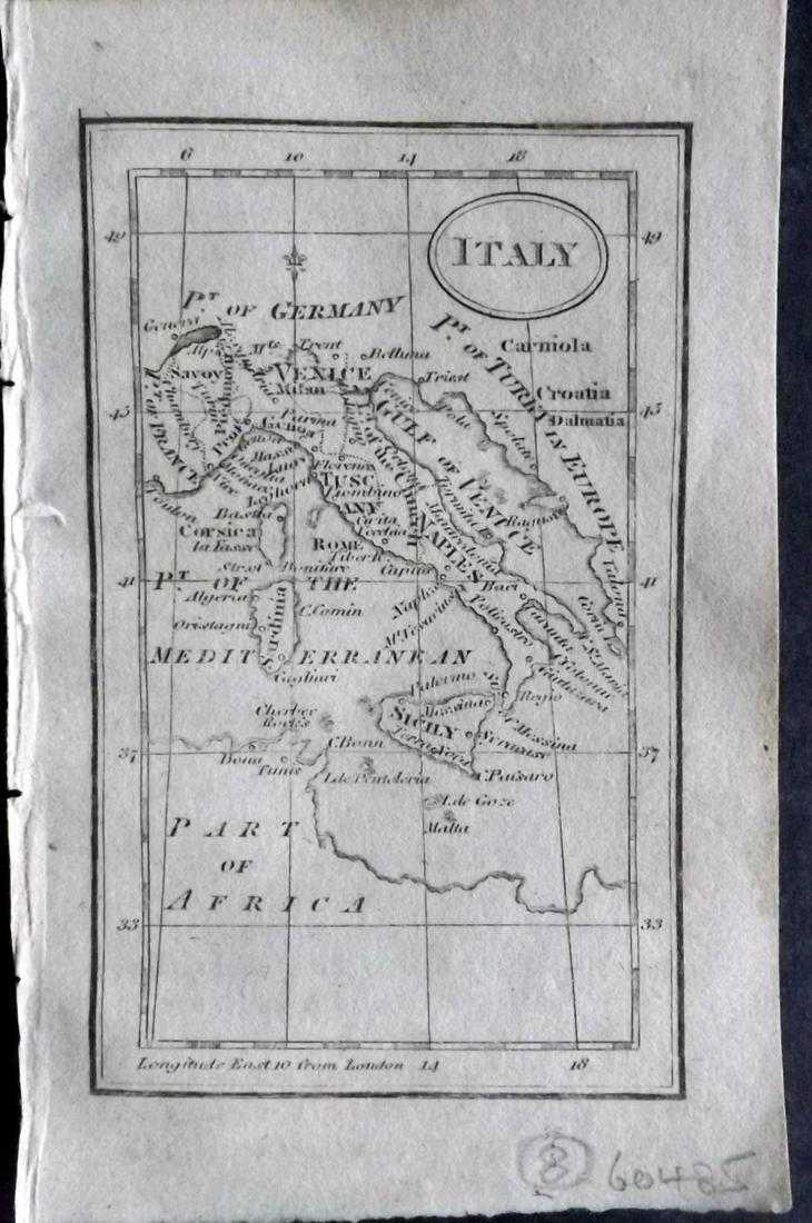Turner, Richard 1808 Miniature Map. Italy (1 of 2)