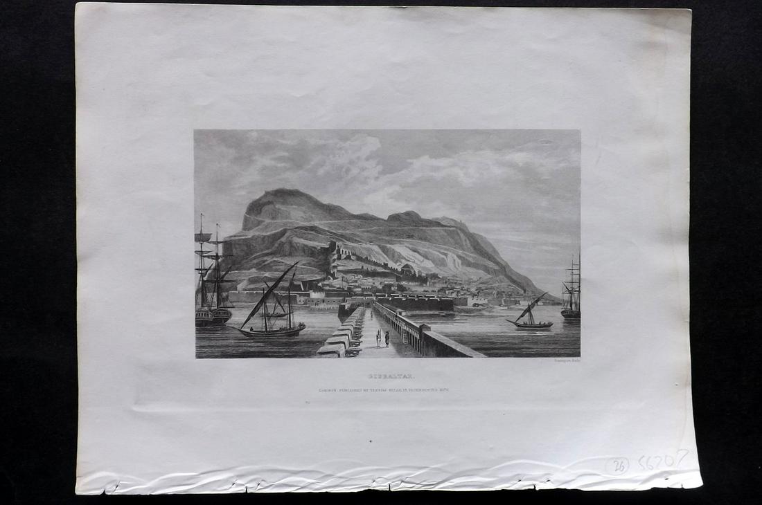 Barclay, James C1835 Print. Gibraltar: Steel Engraving Published C1835 by Thomas Kelly, London for "A New and Universal English Dictionary" by the Rev. James Barclay. Paper Size: 10.5 x 8 inch (27 x 21cm) Some margin toning, otherwise Good
