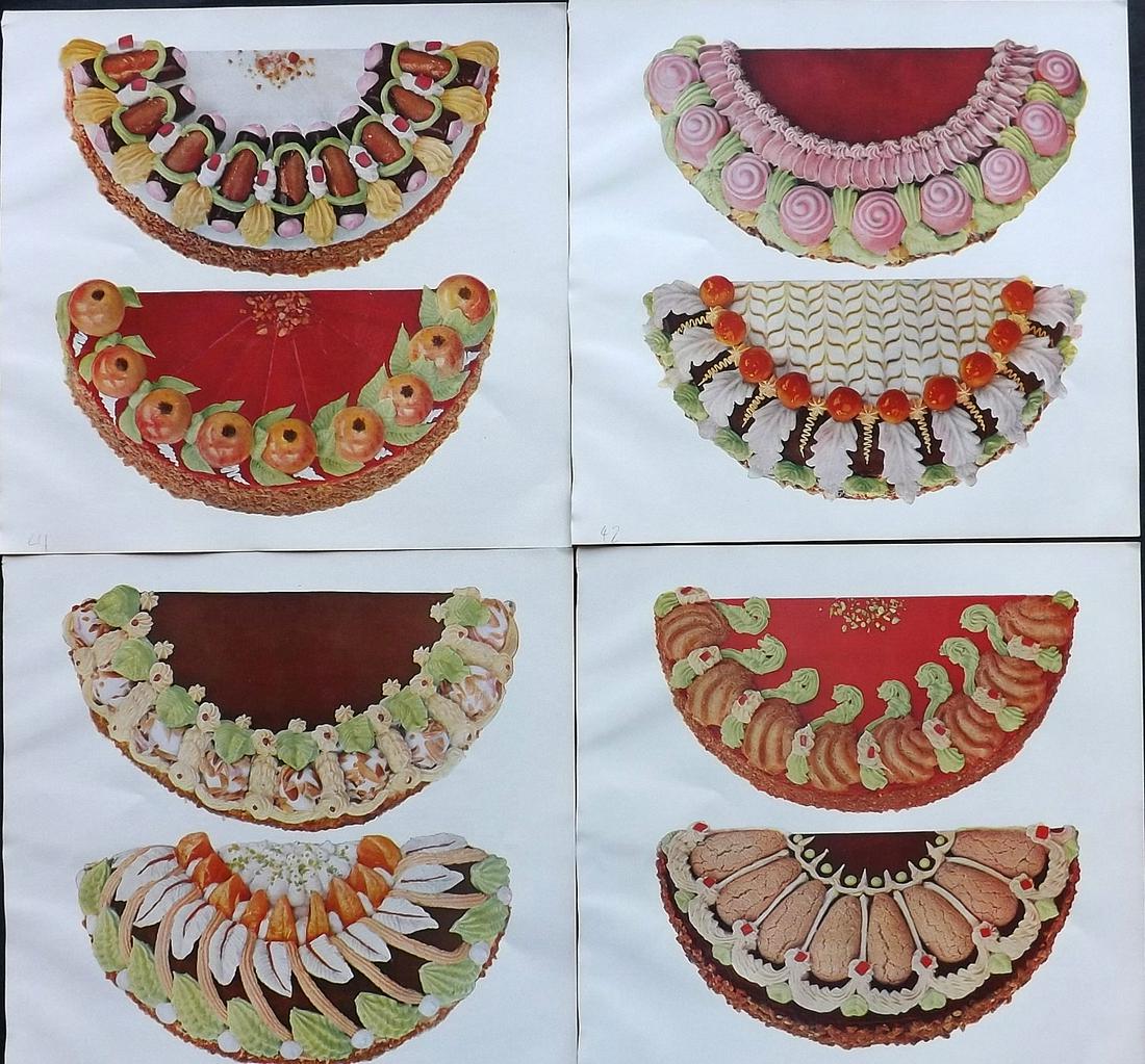 Weber, Johannes 1923 Lot of 4 Food Prints. Cakes (1 of 2)