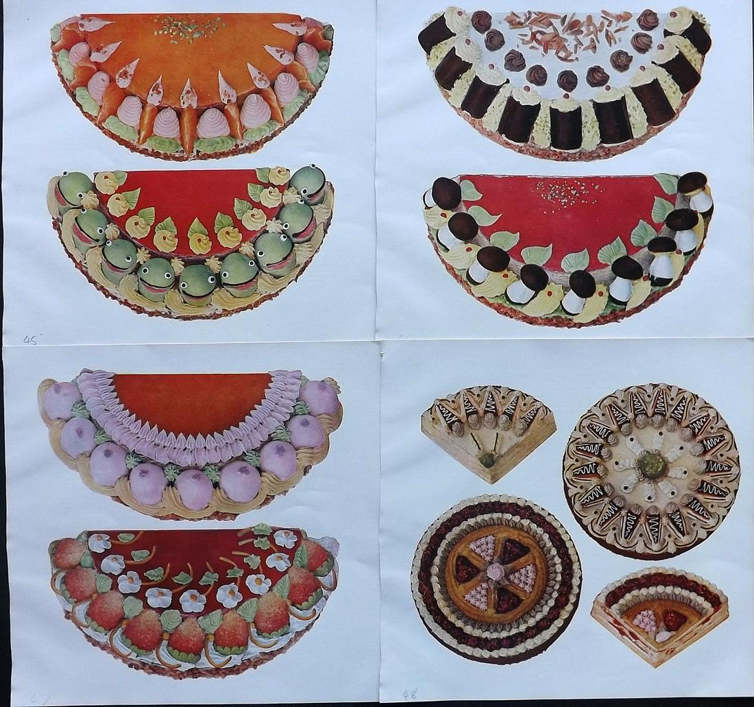 Weber, Johannes 1923 Lot of 4 Food Prints. Cakes (1 of 2)