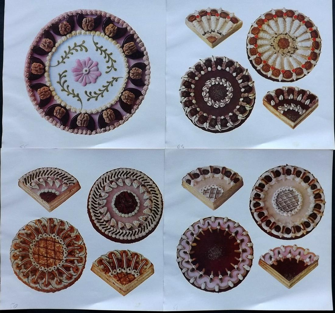 Weber, Johannes 1923 Lot of 4 Food Prints. Cakes (1 of 2)