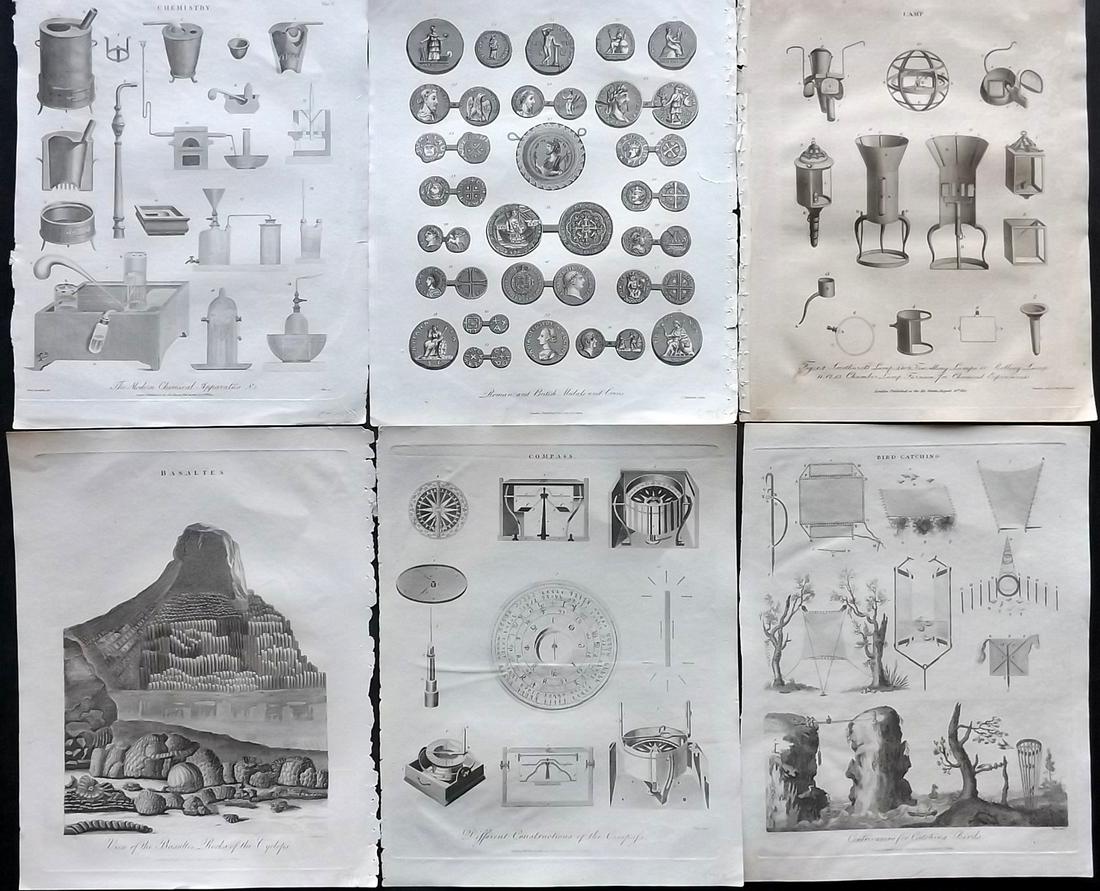 Wilkes, John C1810 Lot of 6 Science & Tech Prints: Copper Plates Published 1796-1828 London for "Encyclopaedia Londinensis, or universal dictionary of arts, sciences and literature" by John Wilkes et al. Paper Size: 10.5 x 8.5 inch (27 x 22cm) Good Co