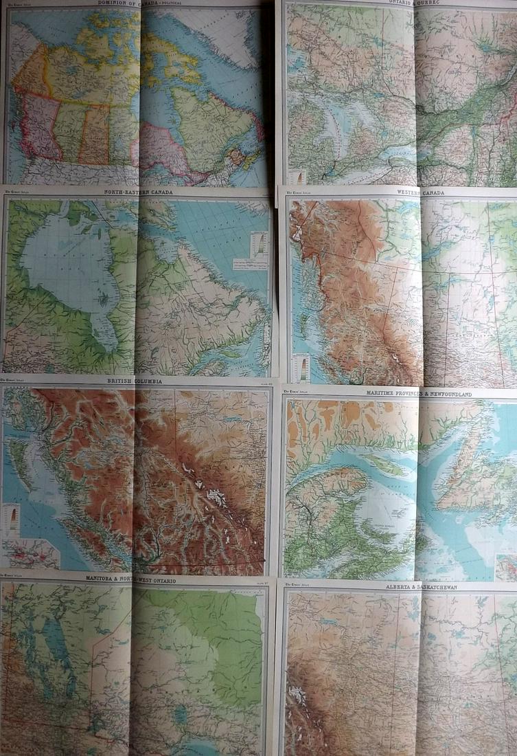 Bartholomew, John 1922 Lot of 8 LG Maps of Canada (1 of 2)