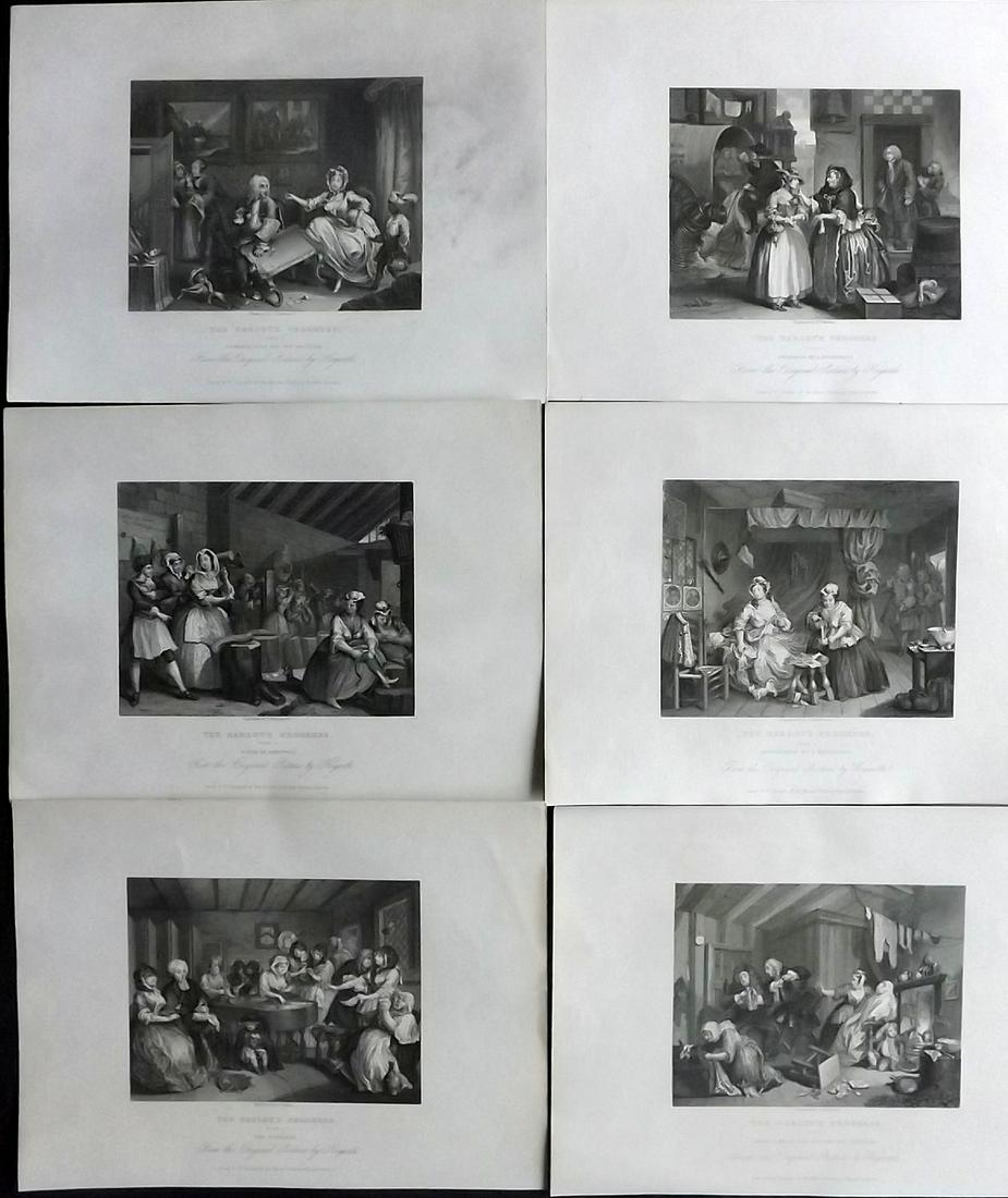 Hogarth, William 1833 Set of 6 Prints. Harlot's (1 of 2)
