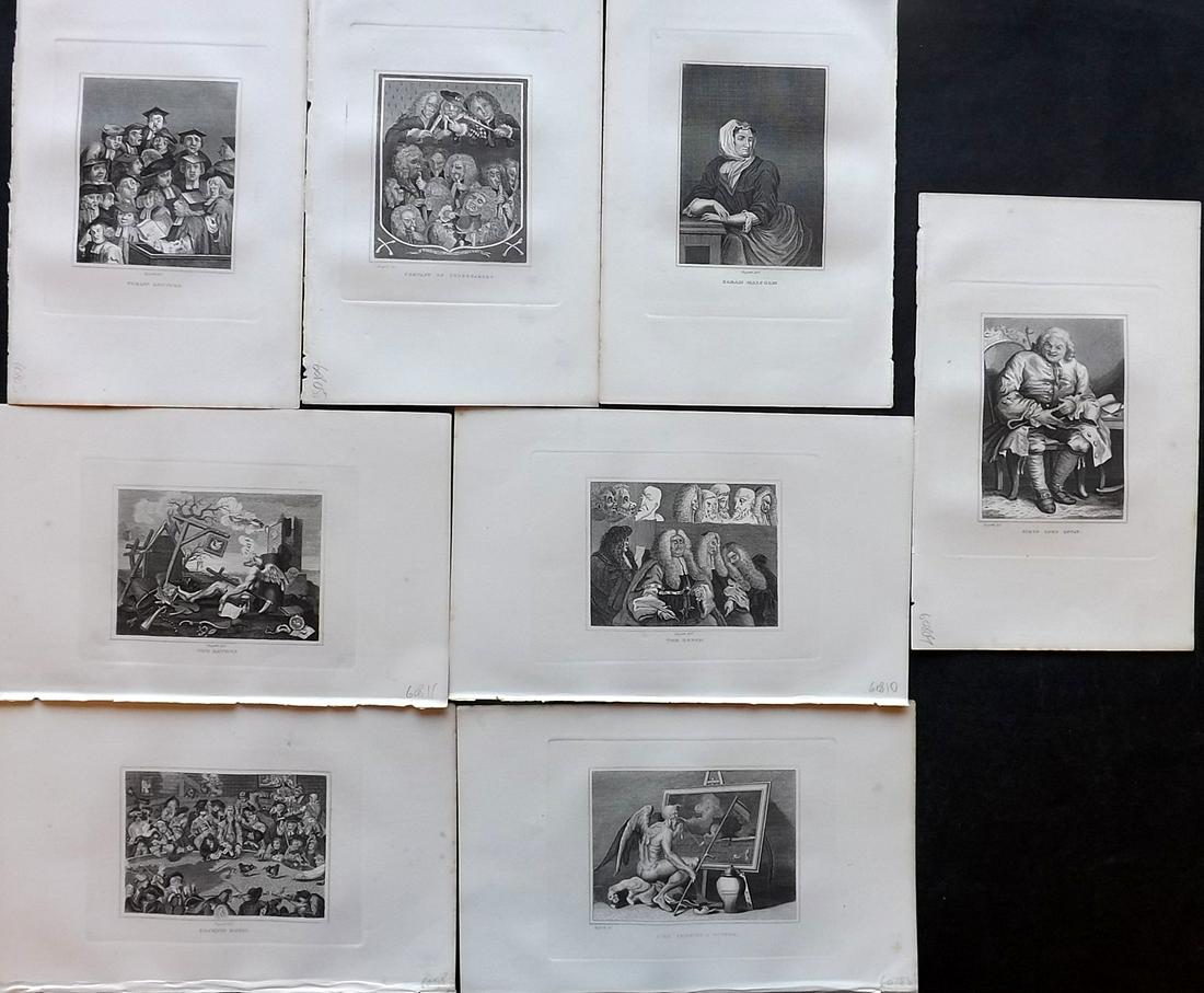 Hogarth, William 1884 Lot of 8 Satire etc Prints (1 of 2)