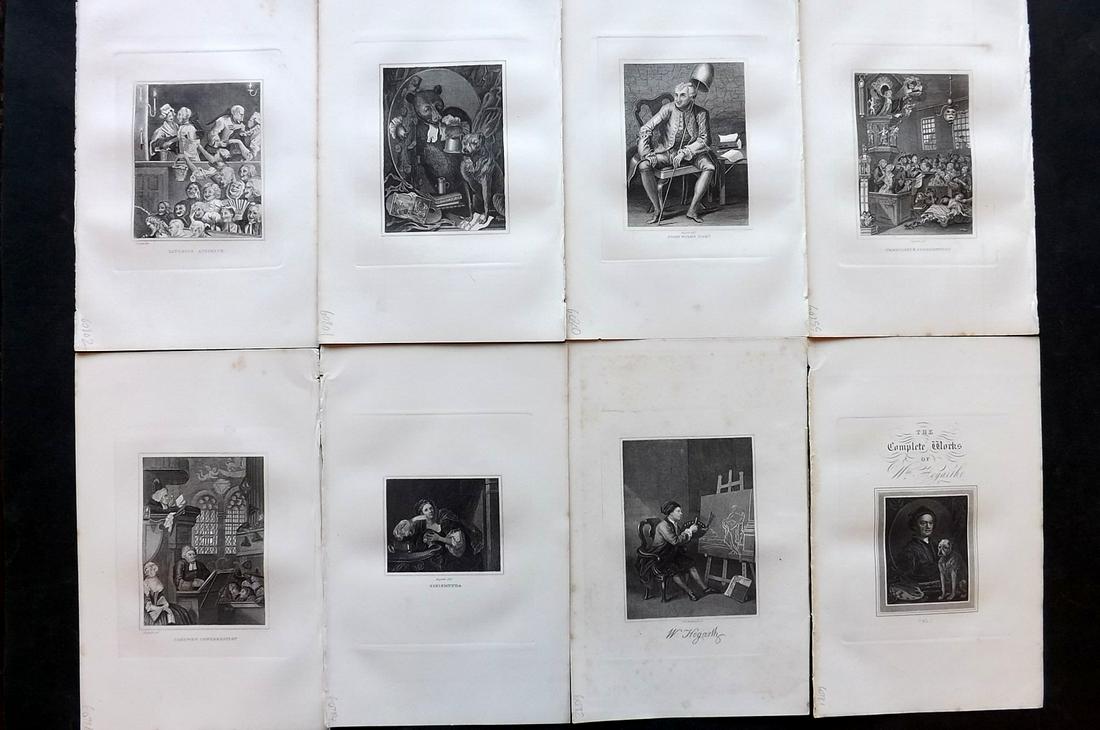 Hogarth, William 1884 Lot of 8 Satire etc Prints: Steel Engravings Published 1884, London for "Hogarth Illustrated" by John Ireland. Paper Size: 10 x 6 inch (25 x 16cm) Good Condition