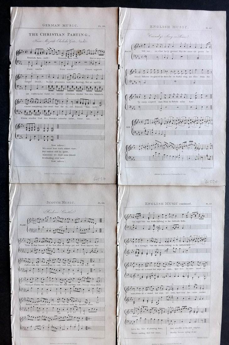 Pantologia 1813 Lot of 4 Sheet Music Prints (1 of 2)