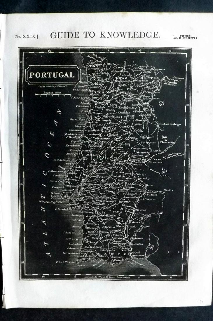Pinnock & Archer 1833 Map. Portugal (1 of 2)
