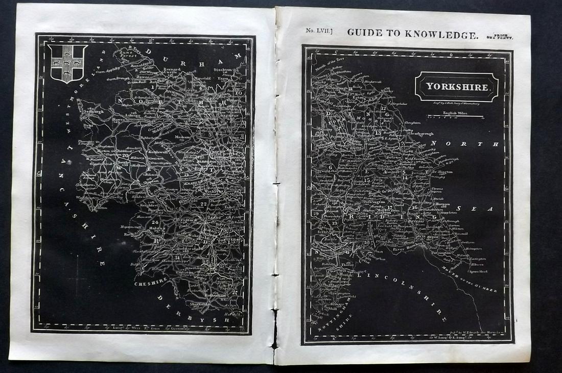 Pinnock & Archer 1833 Map. Yorkshire on 2 Sheets (1 of 2)