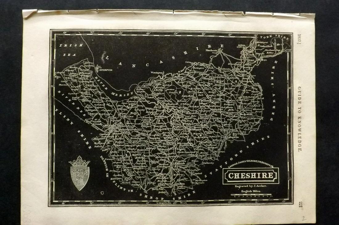Pinnock & Archer 1833 British Map. Cheshire (1 of 2)