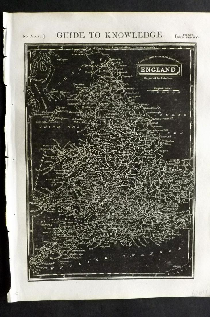 Pinnock & Archer 1833 Map. England (1 of 2)