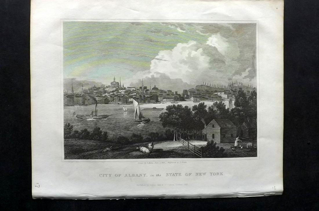 Clarke, J. W. 1827 Print. City of Albany, New York USA (1 of 2)